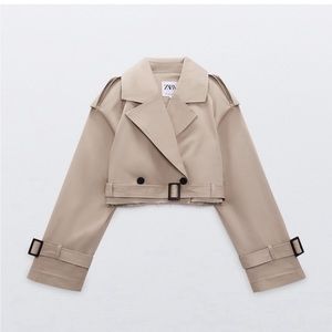 Zara Oversized Cropped Trench Biker Jacket